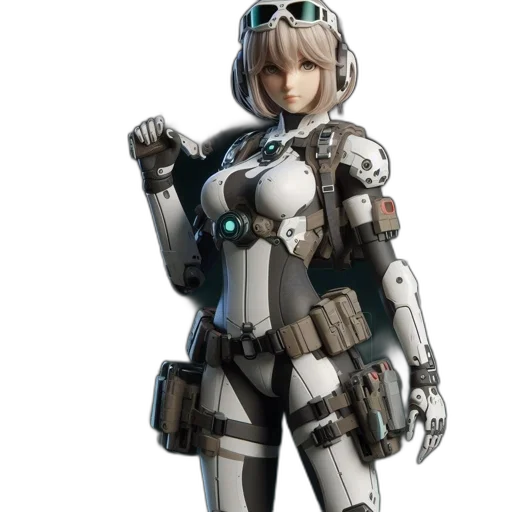 robot, weapon, concept art, 3d render transparent PNG cut-out