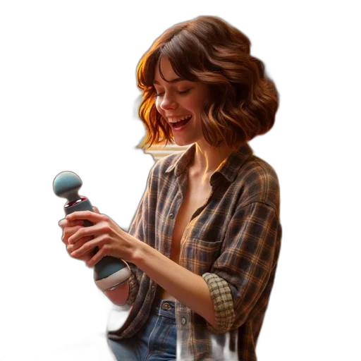 staff, bottle, hair, face transparent PNG cut-out