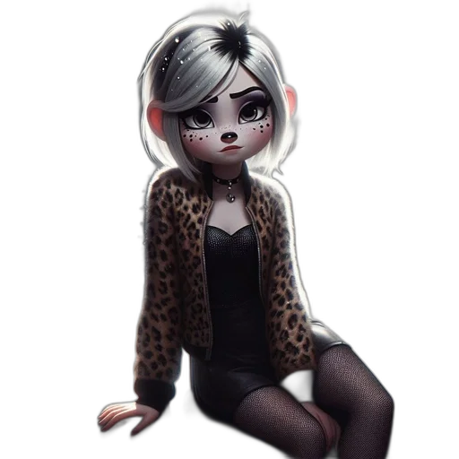 jacket, dress, creature, staff transparent PNG cut-out