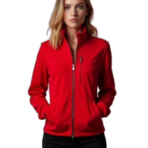 jacket, red, women, full transparent PNG cut-out