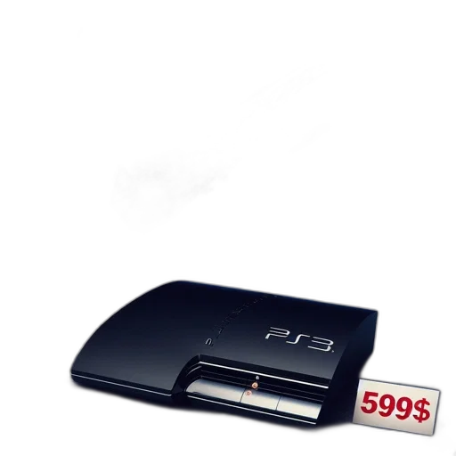 3d render, ps3, console, lies transparent PNG cut-out