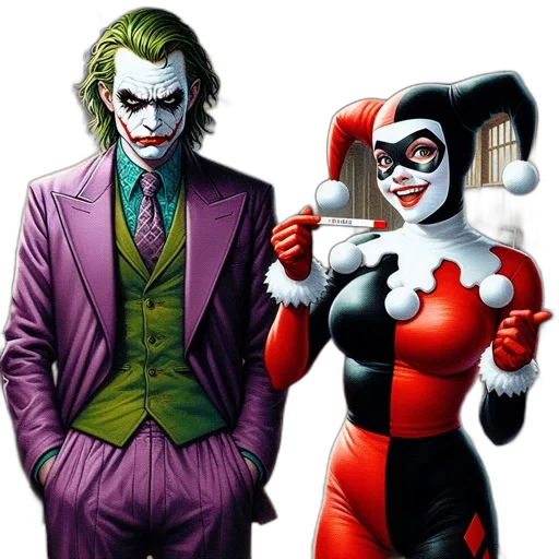 comic book art, concept art, cartoon, joker transparent PNG cut-out