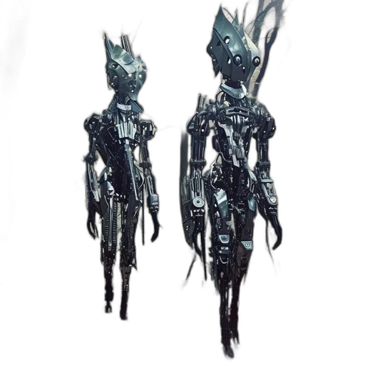 robot, mask, creature, staff transparent PNG cut-out