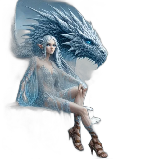 dragon, creature, dress, fantasy art transparent PNG cut-out