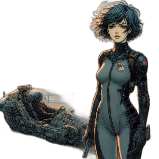 robot, jacket, concept art, comic book art transparent PNG cut-out