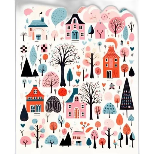 watercolor, snow, forest, city street transparent PNG cut-out
