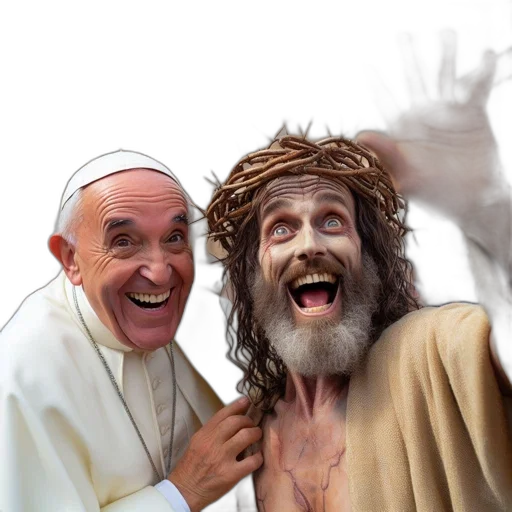 photorealistic, two, men, one transparent PNG cut-out