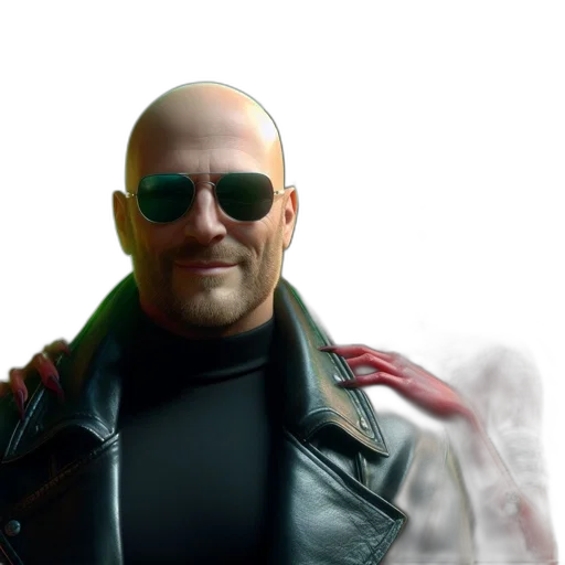 jacket, face, cyberpunk, 3d render transparent PNG cut-out
