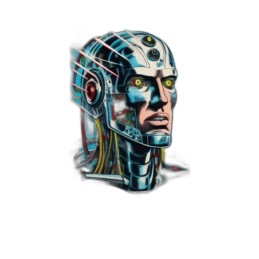 robot, mask, face, cyberpunk transparent PNG cut-out
