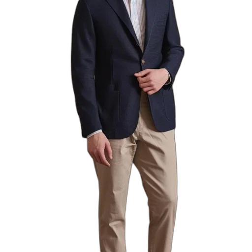 jacket, staff, 3d render, blue transparent PNG cut-out