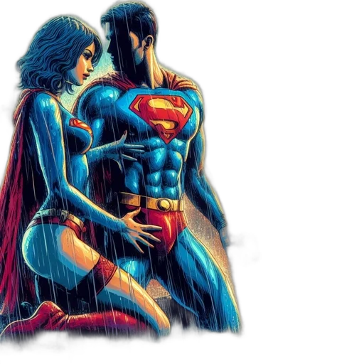comic book art, concept art, two, superhero transparent PNG cut-out