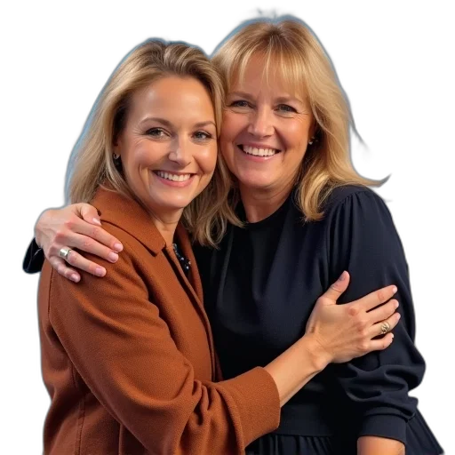 host, joanna, payne, hugging transparent PNG cut-out