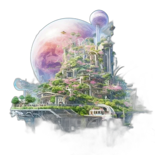 building, concept art, fantasy art, 3d render transparent PNG cut-out