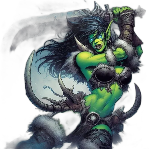 fantasy art, concept art, comic book art, green transparent PNG cut-out