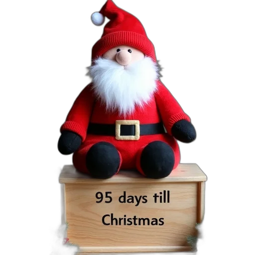 3d render, plush, toy, santa transparent PNG cut-out