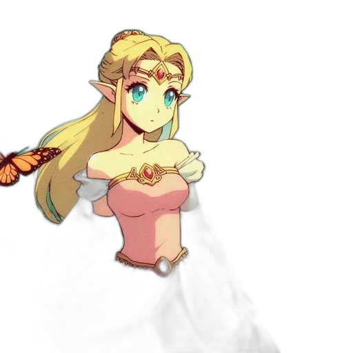 dress, crown, staff, pixel art transparent PNG cut-out