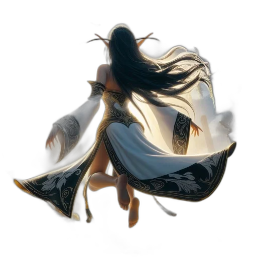 dress, hair, dragon, mask transparent PNG cut-out