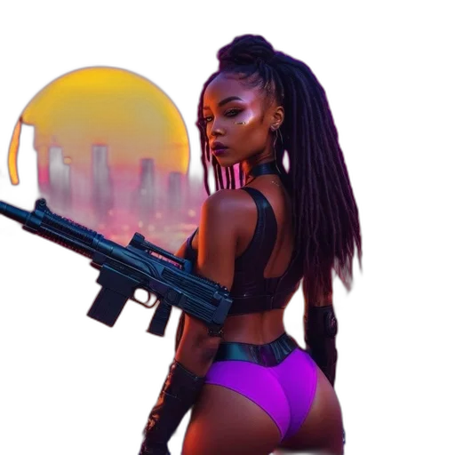 weapon, cyberpunk, concept art, pixel art transparent PNG cut-out