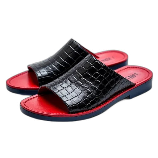 shoes, pair, black, red transparent PNG cut-out