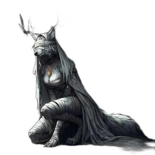 creature, animal, dress, staff transparent PNG cut-out