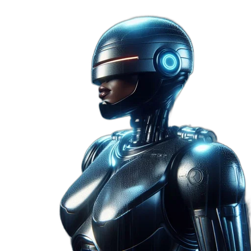 robot, 3d render, concept art, cyberpunk transparent PNG cut-out