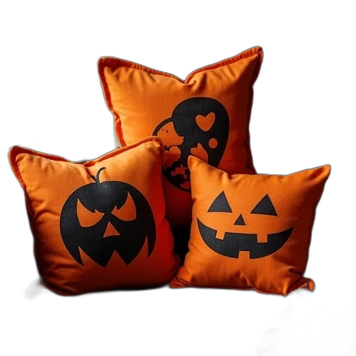 3d render, halloween, pillows, home transparent PNG cut-out