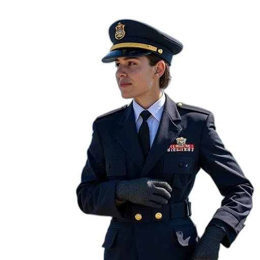 staff, jacket, hat, face transparent PNG cut-out