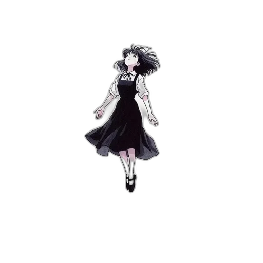 dress, creature, hair, staff transparent PNG cut-out