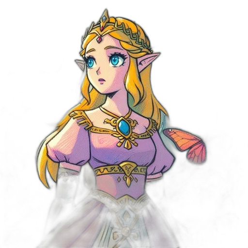dress, crown, jewelry, staff transparent PNG cut-out