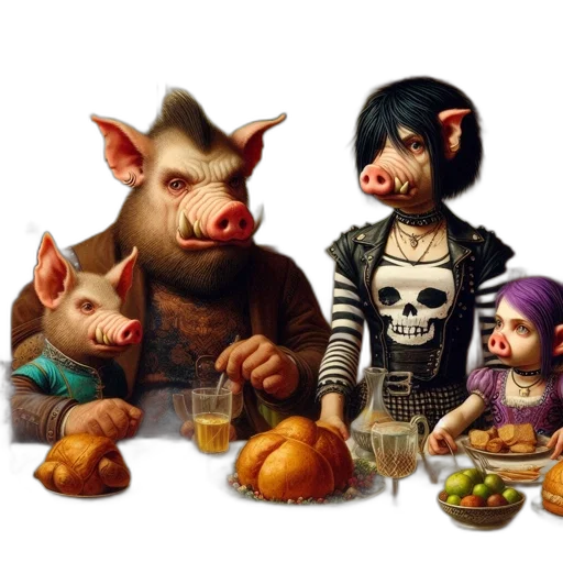 food, concept art, anthropomorphic, pig transparent PNG cut-out