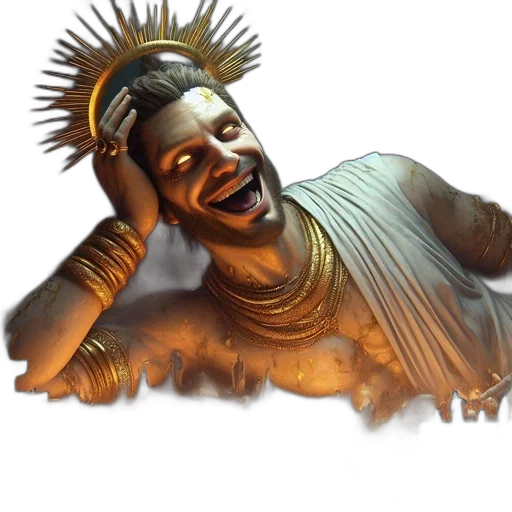 crown, staff, face, creature transparent PNG cut-out