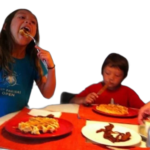 food, girl, blue, shirt transparent PNG cut-out
