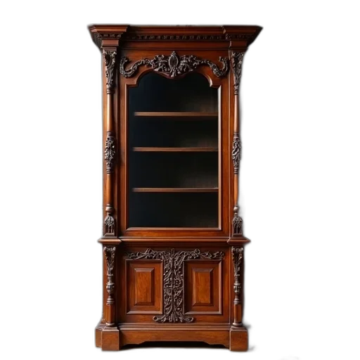 furniture, wooden, cabinet, glass transparent PNG cut-out