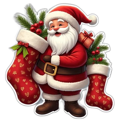 christmas, sticker, santa, claus transparent PNG cut-out