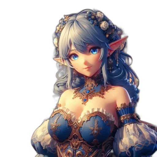 dress, crown, face, staff transparent PNG cut-out