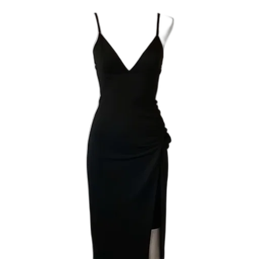 dress, black, sleeveless, midi transparent PNG cut-out