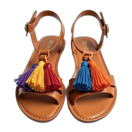 shoes, tan, flat, leather transparent PNG cut-out