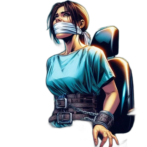 mask, staff, comic book art, cyberpunk transparent PNG cut-out