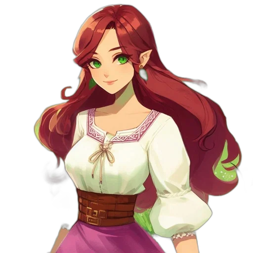 dress, staff, fantasy art, pixel art transparent PNG cut-out