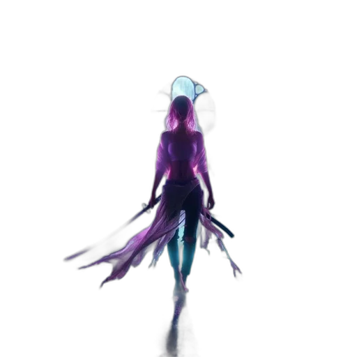 dress, creature, staff, hair transparent PNG cut-out