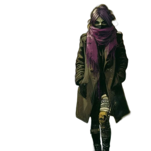 jacket, mask, staff, weapon transparent PNG cut-out