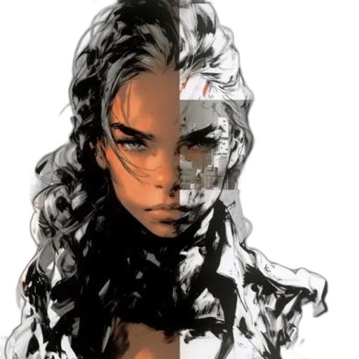 face, mask, hair, comic book art transparent PNG cut-out