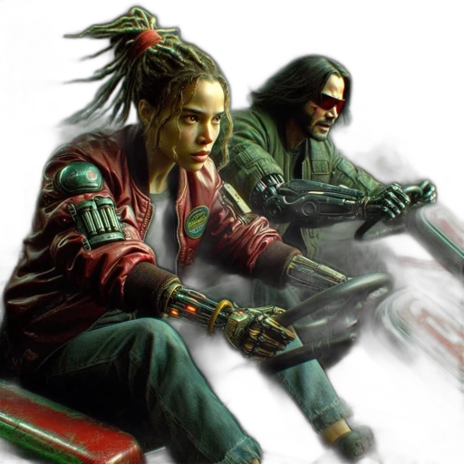 concept art, cyberpunk, fantasy art, photorealistic transparent PNG cut-out