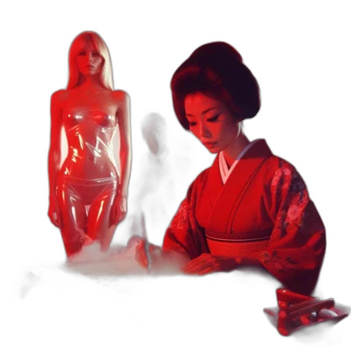 dress, robot, vaporwave, concept art transparent PNG cut-out