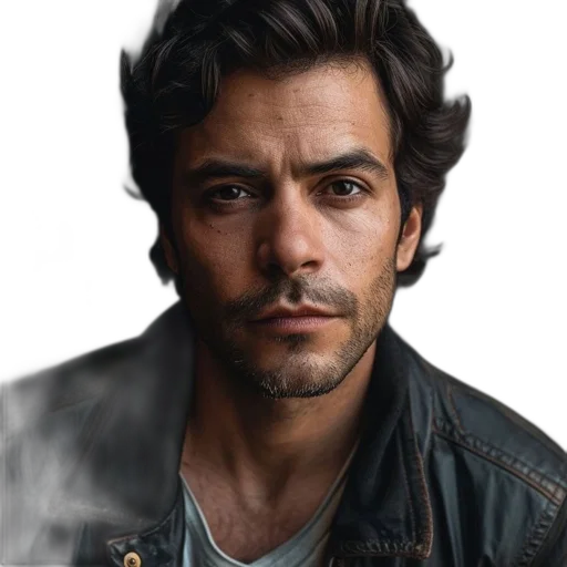 jacket, face, hair, robot transparent PNG cut-out