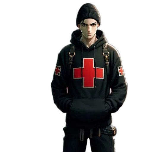 jacket, staff, concept art, 3d render transparent PNG cut-out
