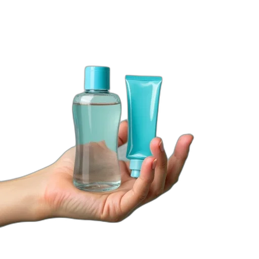 bottle, 3d render, photorealistic, hand transparent PNG cut-out