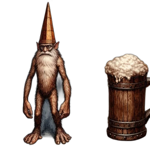 hat, staff, creature, hair transparent PNG cut-out