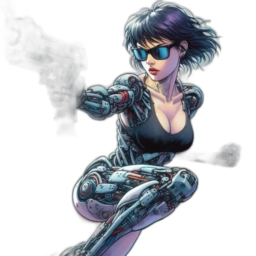 robot, comic book art, cyberpunk, concept art transparent PNG cut-out