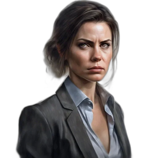 face, jacket, staff, photorealistic transparent PNG cut-out